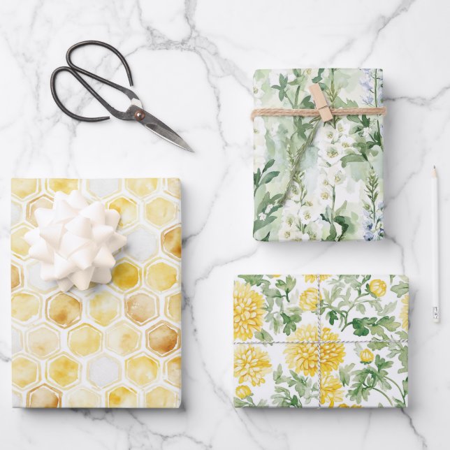 Honiggarten Blumen Weihnachten  Geschenkpapier Set (Vorderseite)