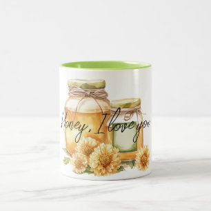 Honiggelbe Blumen Ich liebe dich Zweifarbige Tasse