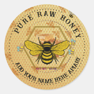 Honigglas-Aufkleber Bienen- und Honigwaben-Imker Runder Aufkleber