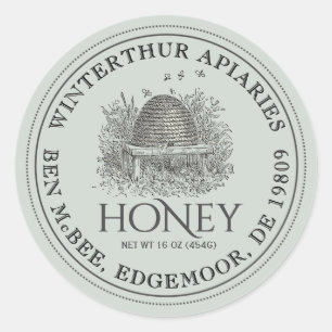 Honigglas-Etikett (Vintage Skep) gepunktete Umrand Runder Aufkleber