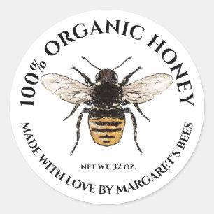 Honigglas-Etiketten Honigbiene Honigwabe Bienenpro Runder Aufkleber
