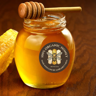 Honigglas Etiketten Honigbiene Honigwabe Bienenpro Runder Aufkleber