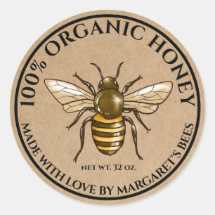 Honigglas Etiketten Honigbiene Honigwabe Bienenpro Runder Aufkleber
