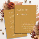 Honiggold Moderne Typografie in einer Hochzeit Einladung<br><div class="desc">Honig Gold Moderne Typografie alles in einer Minimalistischen Einladungskarte. Feiern Sie Ihren besonderen Tag mit dieser eleganten und wunderschönen Einladungskarte für Ihre Hochzeit, um Ihren besondere Anlass zu verschönern. Alle Texte sind so vorbereitet, dass Sie sie einfach und schnell mit Ihren eigenen Details personalisieren können. Wenn Sie weitere Anpassungen oder...</div>
