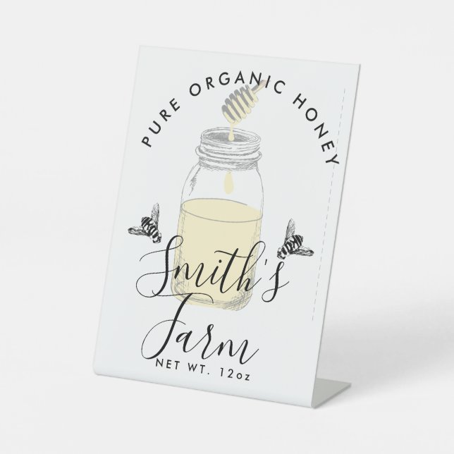 Honigjar-Etikett für Kleinbetriebe Sockelschild (Vorderseite)
