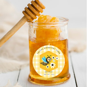 Honigjar-Etikett für kleine Unternehmen Cartoon Runder Aufkleber