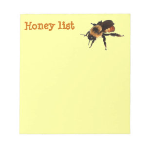 Honigliste mit Biene Notizblock