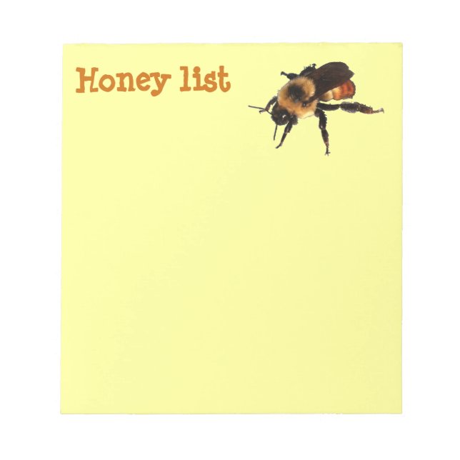 Honigliste mit Biene Notizblock (Vorderseite)