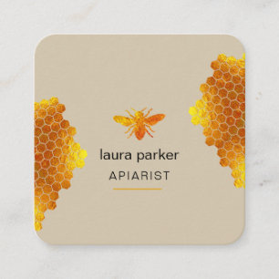 Honigwabe Honey Bee Apirarist Hexagons Beekeeper Quadratische Visitenkarte