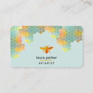 Honigwabe Honey Bee Apirarist Hexagons Beekeeper Visitenkarte