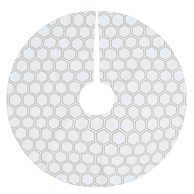 Honigwabe Taupe Neutral Pattern Beekeeper Polyester Weihnachtsbaumdecke (Vorderseite)