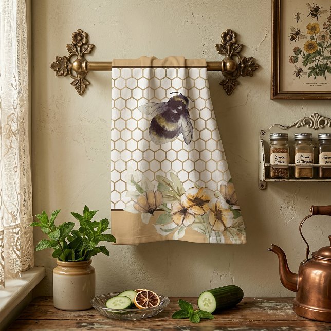 Honigwabe und Bienenblüte Geschirrtuch (Von Creator hochgeladen)