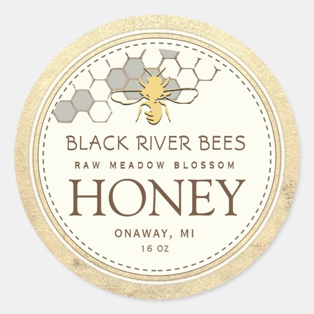 Honigwabe und Bienenstöcke Runder Aufkleber (Vorderseite)