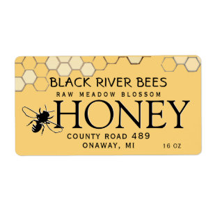 Honigwabe und Bienenstück-Honey-Label Provence Yel