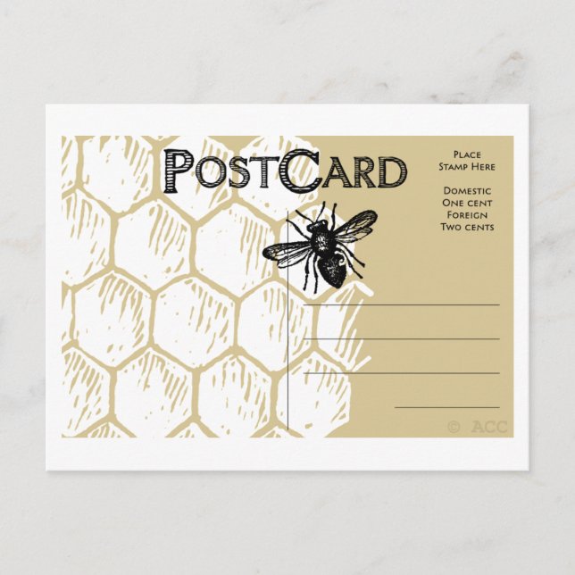 Honigwaben-Biene Postkarte (Vorderseite)