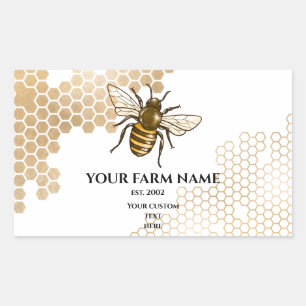 Honigwaben Bienenfarm Imker Apiarian Honigbienen B Rechteckiger Aufkleber