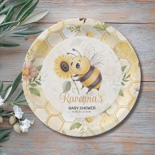 Honigwaben-Blumen-Biene Benutzerdefinierter Name B Pappteller