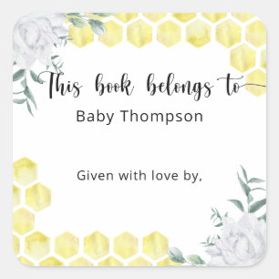 Honigwaben - dieses Buch gehört Quadratischer Aufkleber