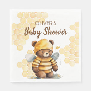 Honigwaben und Braunhonigteddy tragen Babydusche Serviette