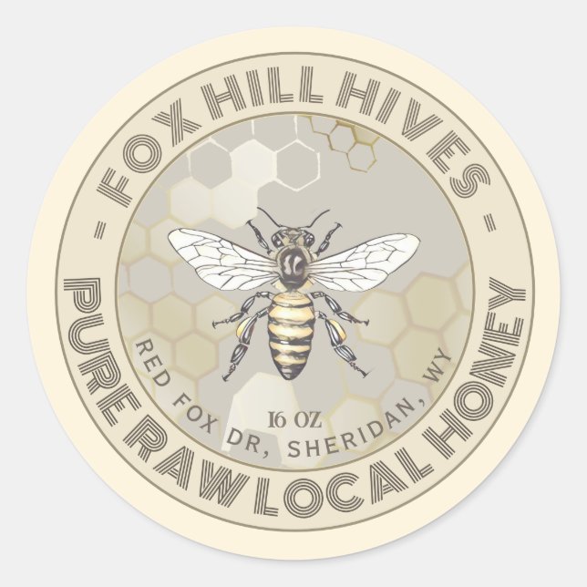 Honigwabenkabel für Königin, Elfenbein und Taupe Runder Aufkleber (Vorderseite)