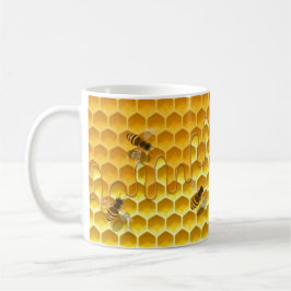 Honigwabenkraub und fliegende Honigbienen Kaffeetasse