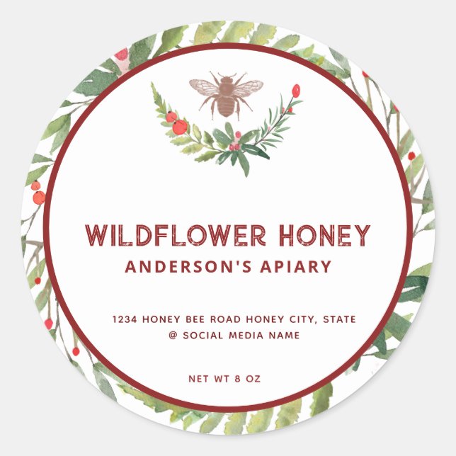 Honigweinetikett Runder Aufkleber (Vorderseite)