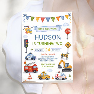 Honk Beep Choo Choo Lastwagen Autos Geburtstag Einladung