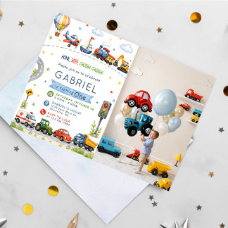 Honk, Beep, Chugga Chugga Verkehr Geburtstag Einladung