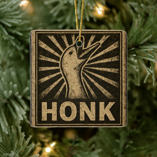 Honk Goose Funny Duck Chicken Meme Keramikornament (Baum)