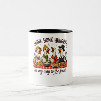 Honk Honk Hungrig! Gänse-Weihnachtsdesign zum Ernt Zweifarbige Tasse