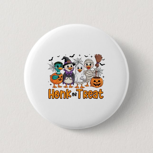 Honk oder Leckerei Funny Goose Halloween Kostüm Sp Button (Vorderseite)