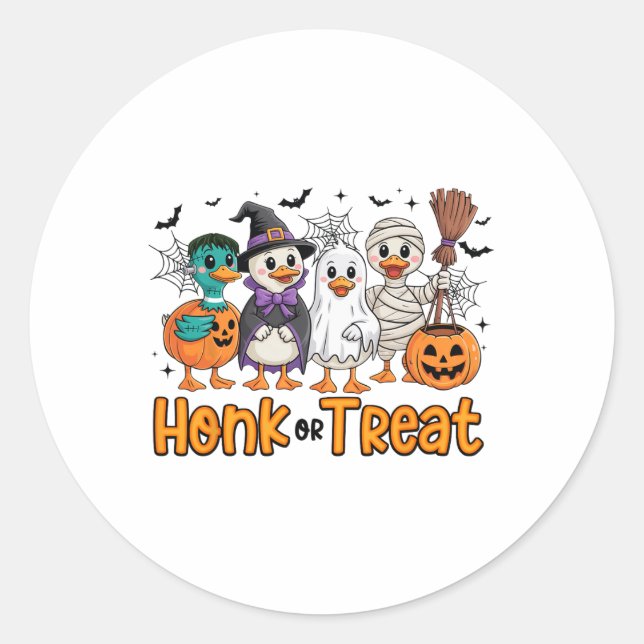Honk oder Leckerei Funny Goose Halloween Kostüm Sp Runder Aufkleber (Vorderseite)