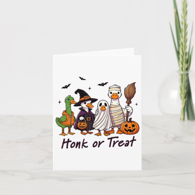 Honk oder Leckerei Goose Halloween Kostümspass Karte (Vorderseite)