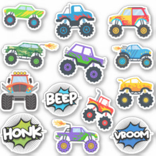 Honk Piep Monster Trucks Boy Aufkleber Pack