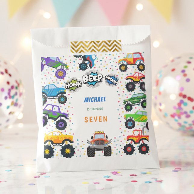 Honk Piep Monster Trucks Junge Geburtstag Geschenktütchen (Von Creator hochgeladen)