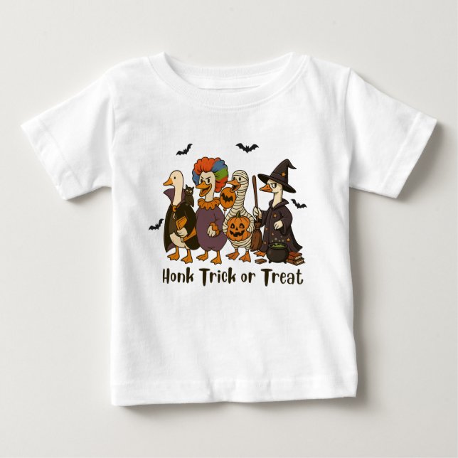 Honk Tick oder Leckerei Halloween Gans Baby T-shirt (Vorderseite)