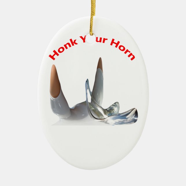 Honk Your Horn Oval Ornaments Keramik Ornament (Vorne)
