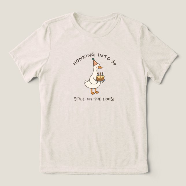 Honking Into Birthday Goose Funny Custom Age Tri-Blend Shirt (Design Vorderseite)