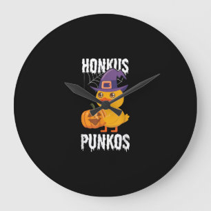 Honkus Ponkus Funny Duck Halloween Hexendesign Große Wanduhr
