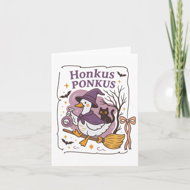 Honkus Ponkus Goose Halloween Hexengoose Albern Go Karte (Vorderseite)