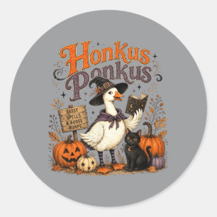 Honkus Ponkus Lustige Halloween Hexe Gans Vintage Runder Aufkleber