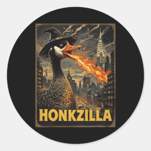 Honkzilla Goose Halloween Albern Gänse Horror Spoo Runder Aufkleber