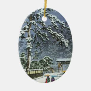 Honmonji Tempel im Schnee - Kawase Hasui 川瀬巴水 Keramikornament
