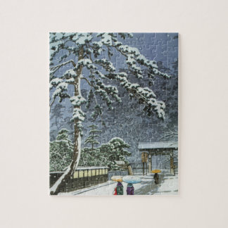 Honmonji Tempel im Schnee - Kawase Hasui 川瀬巴水 Puzzle