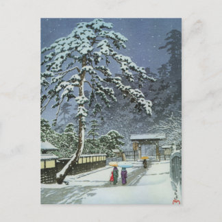Honmonji-Tempel im Schnee - Kawase Hasui 川瀬 巴水 Postkarte