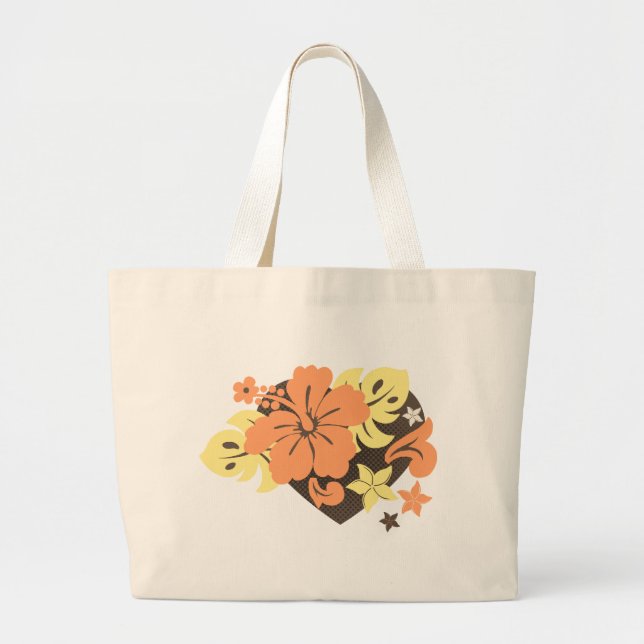 Honolua Hibiskus Tropical Beach Bags Jumbo Stoffbeutel (Vorne)