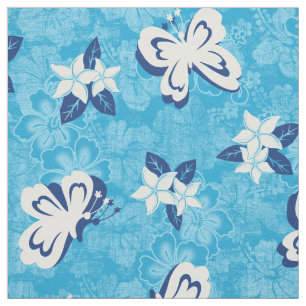 Honolua Plumeria Butterfly und hawaiianischer Hibi Stoff