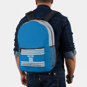 Honolulu Blue & Silver Sports Strip Team Name Bedruckter Rucksack