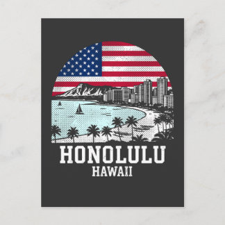 Honolulu City Hawaii American Flag Postkarte