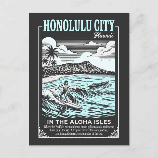 Honolulu City Hawaii In The Aloha Isles Postkarte (Vorderseite)